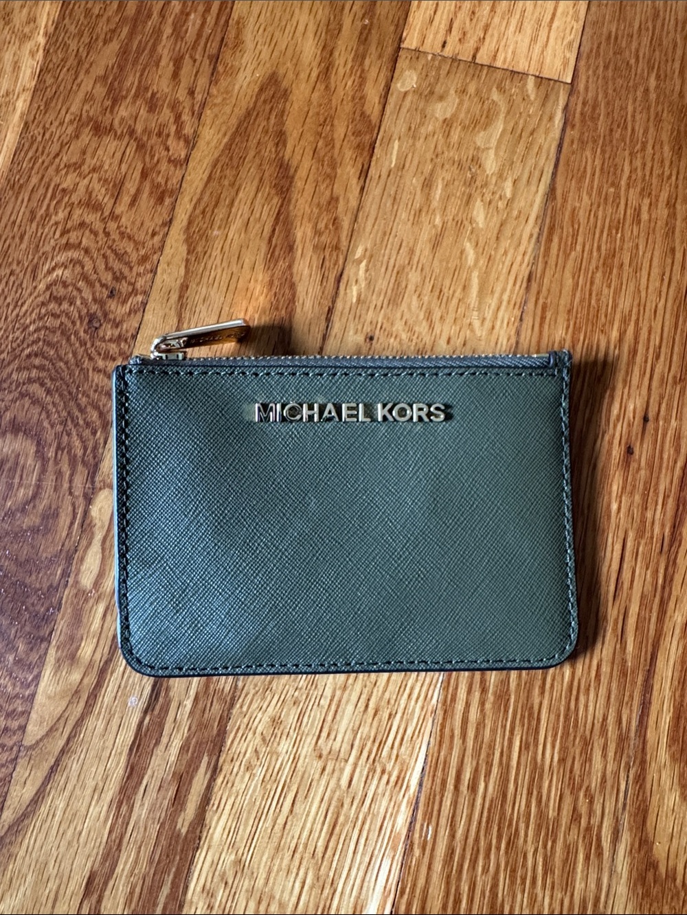 Michael Kors Olive Green Zip Card Holder